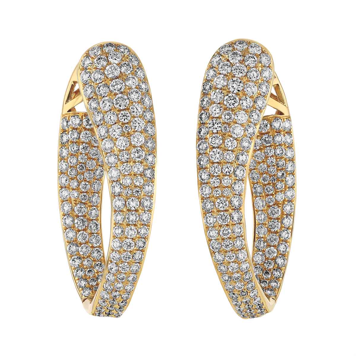 Diamond Pav Inside Out Hoop Earrings In Yellow Gold Cttw Borsheims